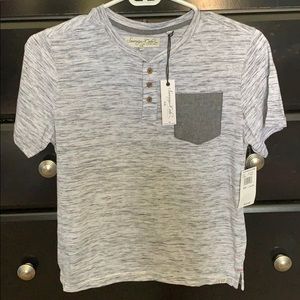 Boys Gray Henley Tee, L (14-16)
